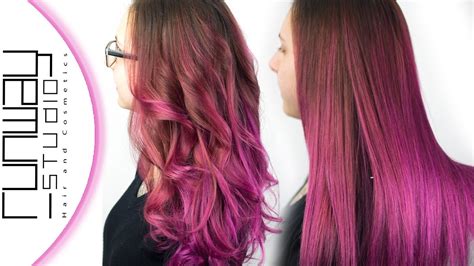 If you're worried that your bob haircut is graduated bob with reddish pink. Pink Balayage Ombre hair color Runway studio - YouTube