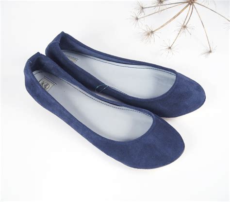 Round Ballet Flats In Navy Blue Soft Leather — Ele Handmade Shoes