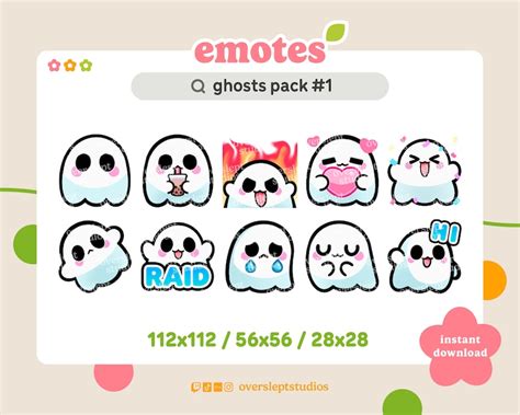 20 Kawaii Ghost Emotes Pack For Twitch And Discord Spooky Etsy