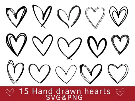 Heart Svg Bundle Hand Drawn Heart Svg Hand Drawn Heart Svg Etsy