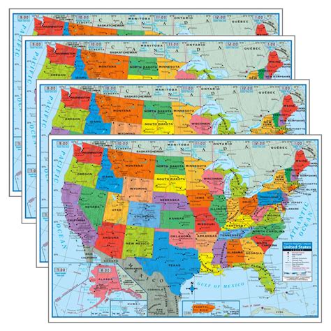 Pack Of 4 Superior Mapping Company United States Poster Size Wall Map