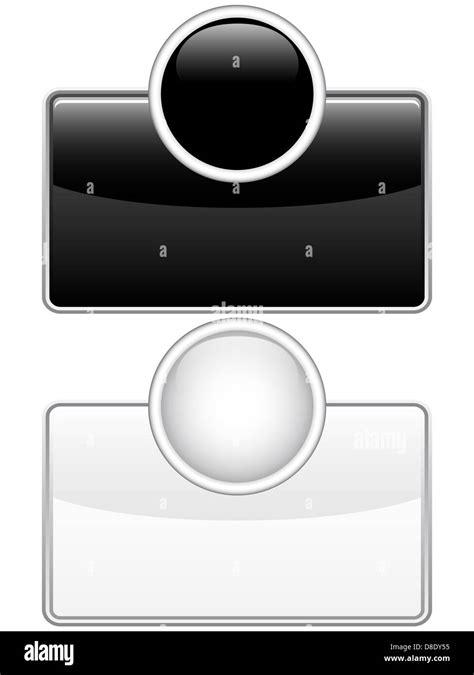 Vector Glossy Web Buttons Black And White Stock Photo Alamy