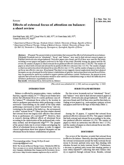 Effects Of External Focus Of Attention On Balance A Short Review Pdf