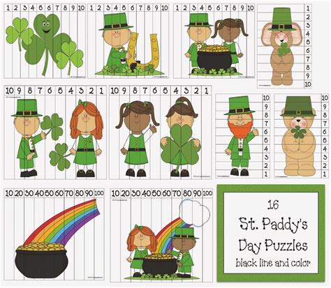 16 St Patricks Day Number Puzzles Classroom Freebies