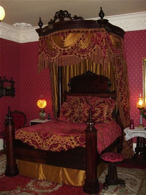 Beautiful Antique Half Tester Bed In The Burgandy Guest Bedroom