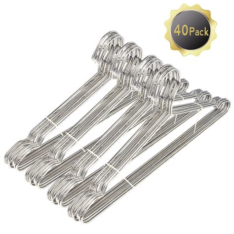 Wire Hangers 40 Pack Stainless Steel Strong Metal Wire Hangers Clothes