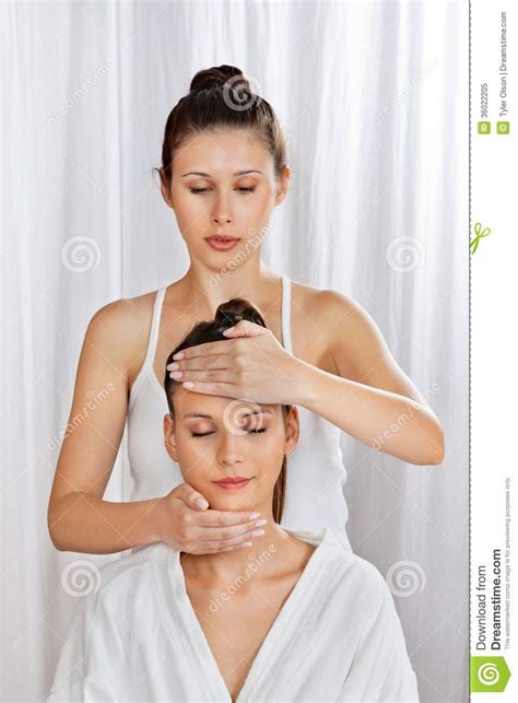 Masseuse Giving Head Massage To Woman Stock Image Image Of Sitting Relaxation