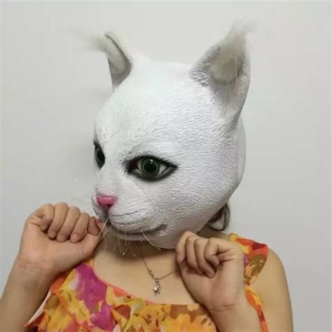 halloween cute realistic full face cat cosplay mask