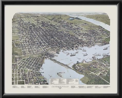 Jacksonville Fl 1893 Vintage City Maps Restored Birds Eye Views
