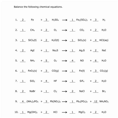 Student exploration for gizmo answer key chemical equations: Balancing Equations Practice Worksheet Answers Key + My ...