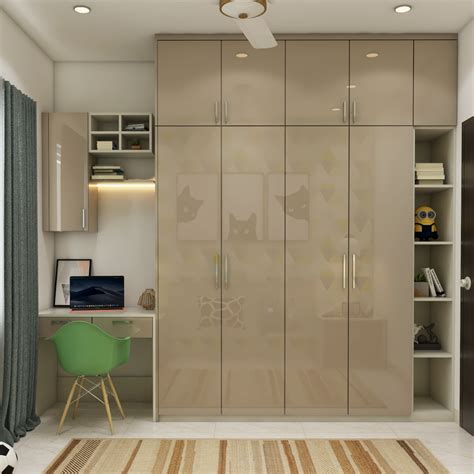 Spacious Wardrobe Design With Glossy Finish Livspace