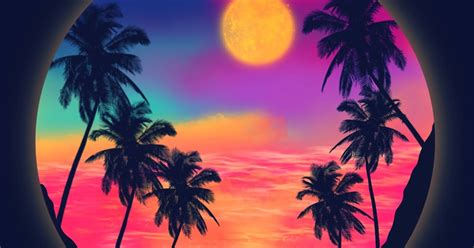 Hawaii Beach Sunset Illustration Using Procreate