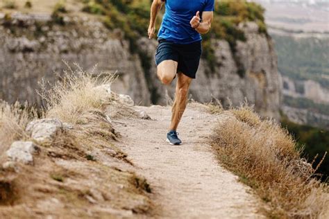 Athlete Runner Running Mountain Trail Stock Photo Image Of Running