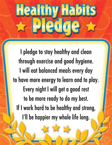 healthy habits pledge chart tcr7791 teacher created resources