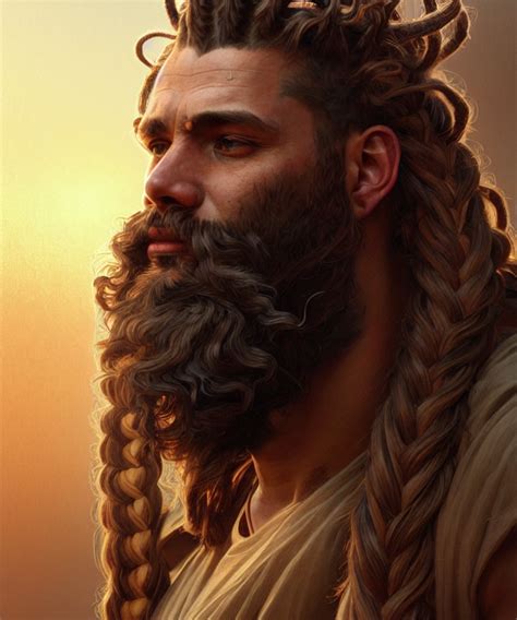 Prompthunt Portrait Of Biblical Hairy Samson His Hair In Seven Braids