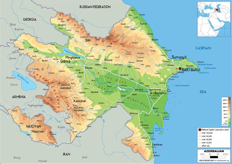 Azerbaijan Map Physical Worldometer