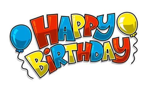 Colorido feliz cumpleaños texto gráfico con globos de fiesta vector logo Vector en Vecteezy