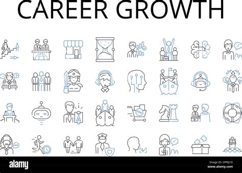 Career growth line icons collection. Professional development, Personal