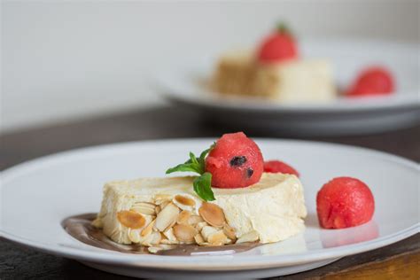This Sweet And Tangy Semifreddo Has A Creamy Lemon And Orange Base Topped With Crunchy Almond