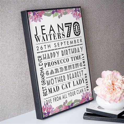 Personalised gifts for her 60th birthday. Personalised 70th Birthday Present Ideas For Her ...