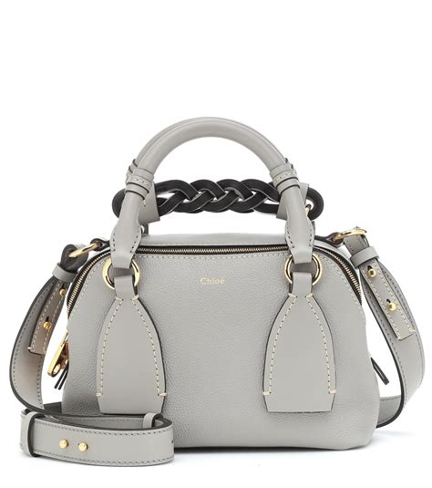 Chloé Daria Small Leather Shoulder Bag In Grey Gray Lyst