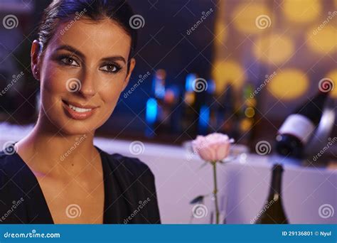 Attractive Woman At The Evening Stock Image Image Of Elegant Beauty