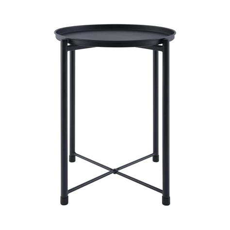 Urtr 16 In Black Round Metal Outdoor Side Table Small End Table With