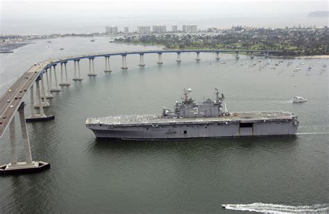 Aerial Port Side View Of The Us Navy Usn Tarawa Class Amphibious