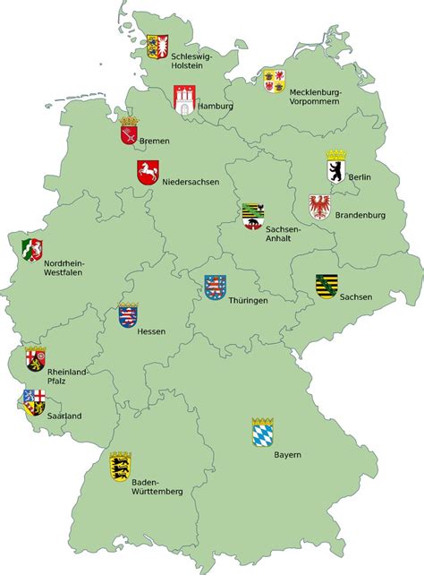 Германия и ее федеральные земли и их столицы список и описание карта
