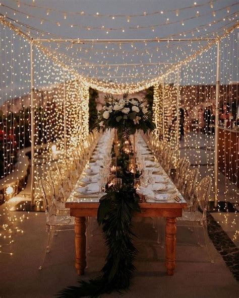 Gorgeous Wedding Venue Setting Ideas With Lights In 2020 Fairy Lights