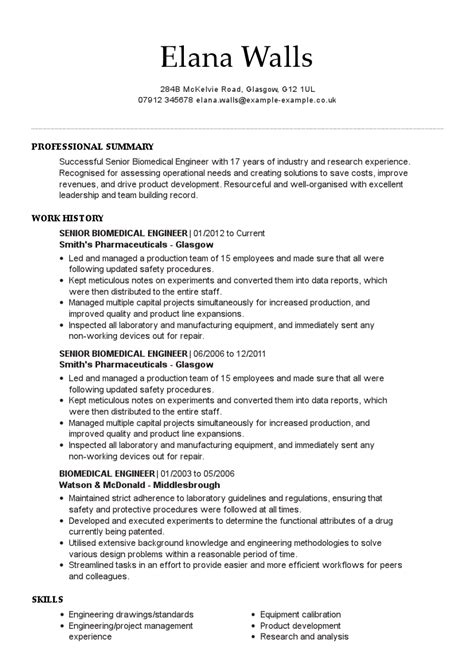 Cv templates find the perfect cv template. Professional biomedical engineer CV examples | myPerfectCV