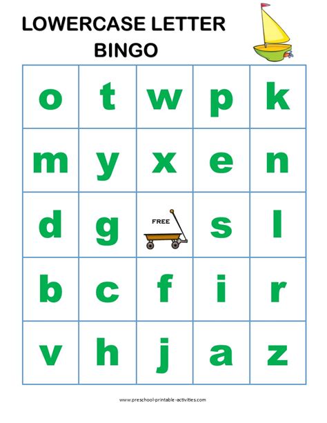 Letter recognition bingo games