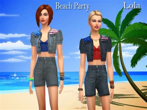 Beach Party Denim Set By Lola At Sims And Just Stuff Sims 4 Updates