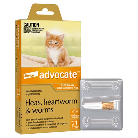 Advocate Flea Heartworm And Worm Treatment For Cats 0 4kg Orange 1 Pack