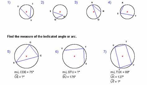geometry inscribed angles worksheet