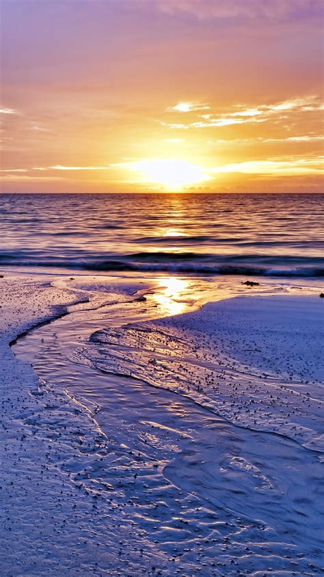 Download Wallpaper 1080x1920 Sunset, Sea, Beach, Landscape, Light Sony ...