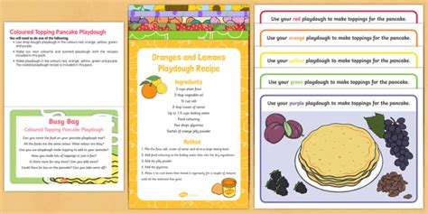 Coloured Toppings Pancake Playdough Busy Bag Prompt Card And Resource Pack