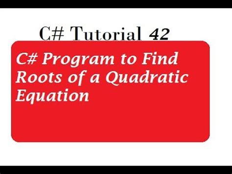 Can be difficult sometimes to find factors without knowing roots. Quadratic Equation in C# - YouTube