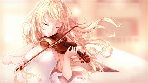 Wallpaper Illustration Blonde Anime Girls Shigatsu Wa Kimi No Uso Miyazono Kaori Violin