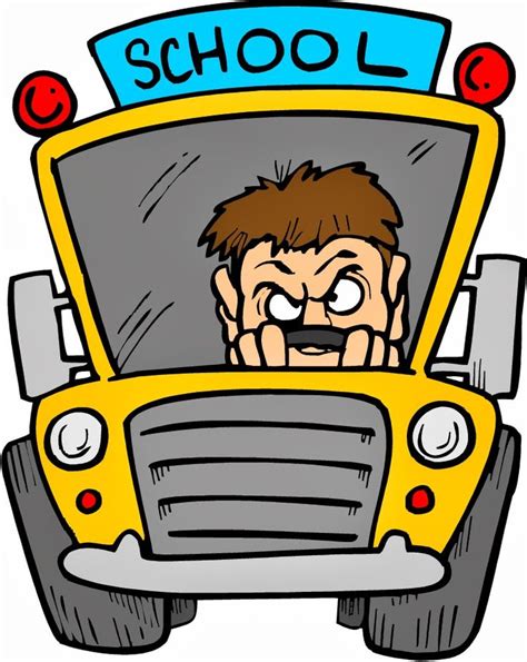 A Cartoon School Bus Driver With His Head Out The Window