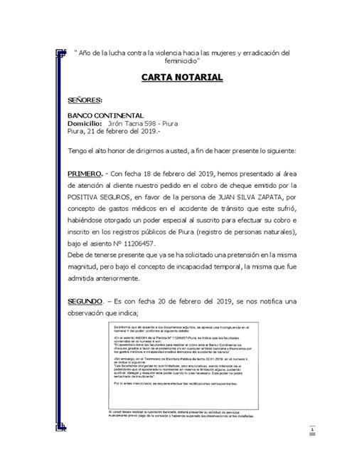 Carta Notarial Para Bancodocx Gobierno Política