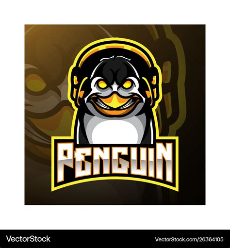 Penguin Mascot Logo Design With Headphones Vector Image