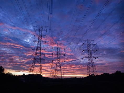 High Voltage Power Transmission Towers Stock Image Image Of Line