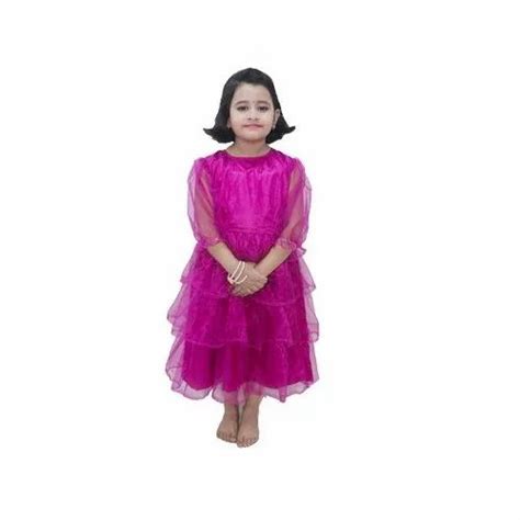 Satin Net Girls Western Dance Fancy Purple Frock Packaging Type