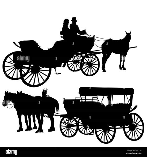 Horse Drawn Carriage Silhouettes Stock Vector Image And Art Alamy