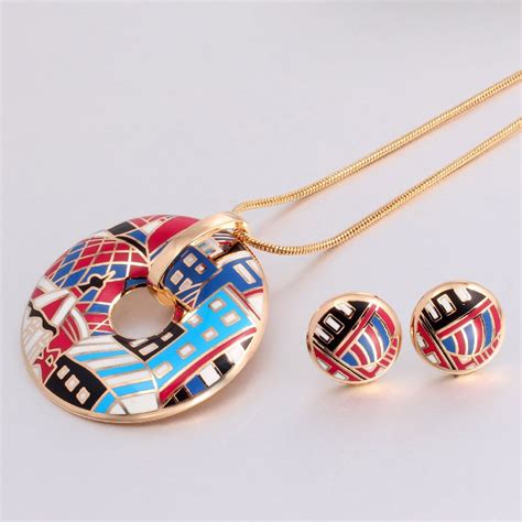 Costume Jewelry Color Enamel Jewelry Sets Luxury Brand Painted Necklace