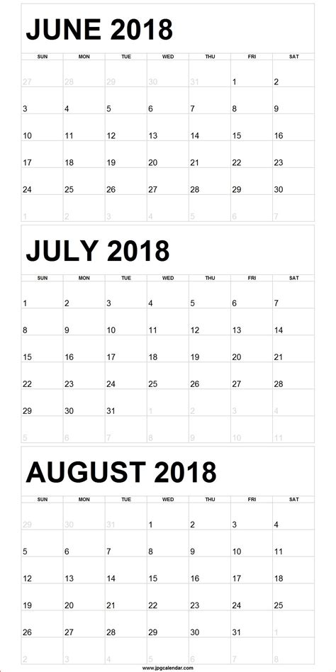 Printable Calendar June July August Printable Templates