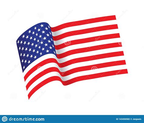 Waving Flag Of The United States Illustration Of Wavy American Flag