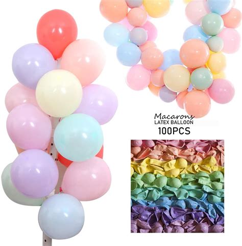 100 Pcs Pastel Latex Balloons 12 Inches Large Big Round Macaron Candy Colored Rainbow Assorted