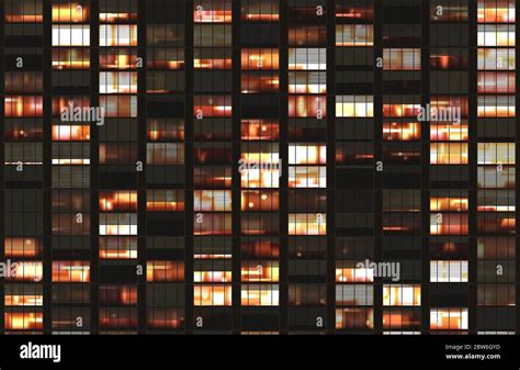 City Buildings Windows By Night Stock Photo Alamy